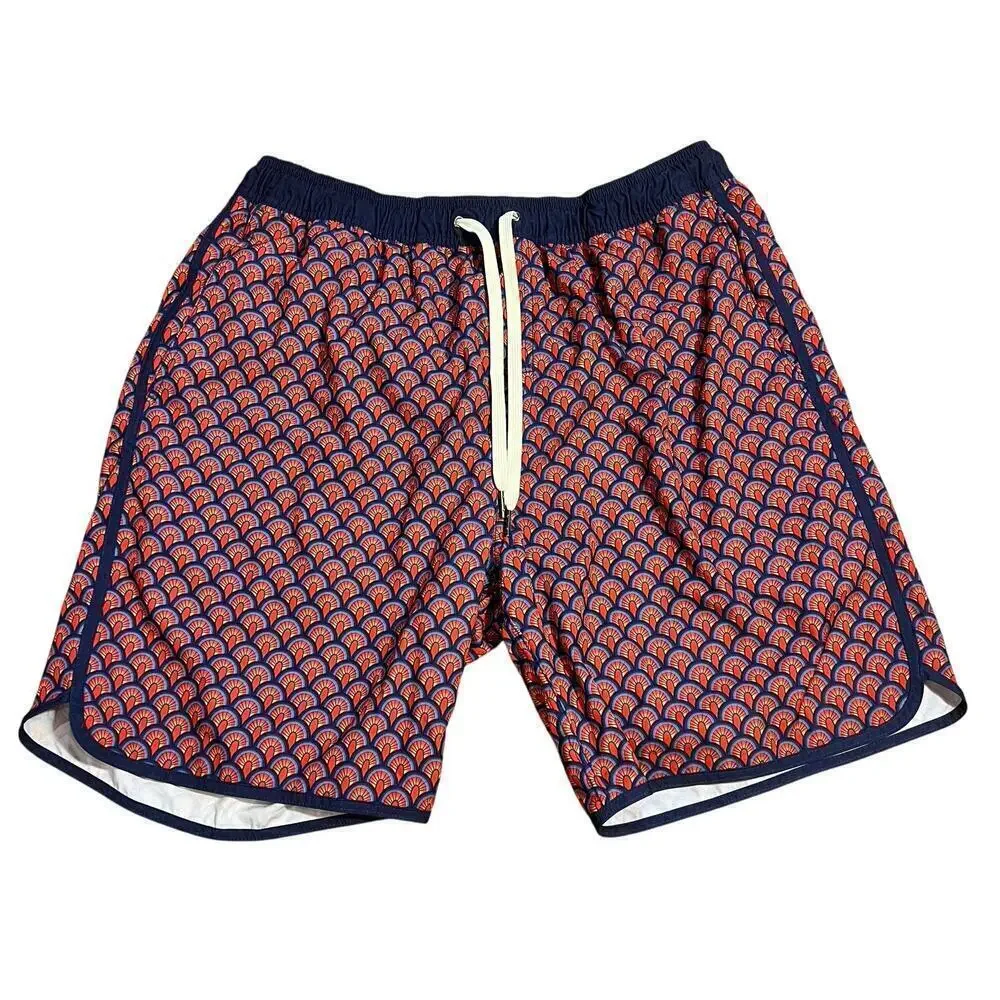 Fair Harbor The Anchor Men’s Performance Swim Trunks Size XXL 2XL Geo Print 8”
